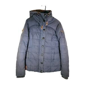 NAKETANO Women's Breakfast Club III Sz M Gray Full Zip Hooded Parka Jacket Coat